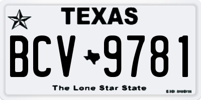 TX license plate BCV9781