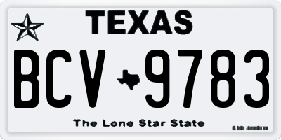 TX license plate BCV9783