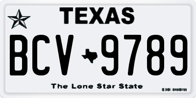 TX license plate BCV9789