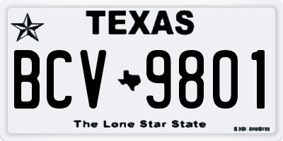 TX license plate BCV9801