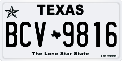 TX license plate BCV9816