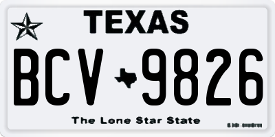 TX license plate BCV9826