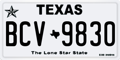 TX license plate BCV9830