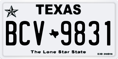 TX license plate BCV9831