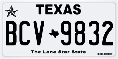 TX license plate BCV9832