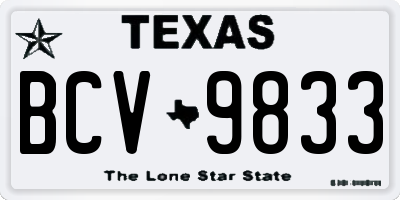 TX license plate BCV9833