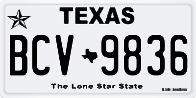 TX license plate BCV9836