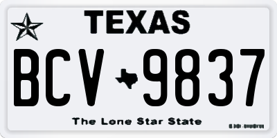 TX license plate BCV9837