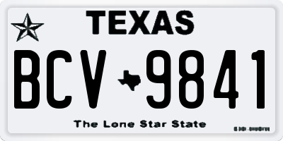 TX license plate BCV9841