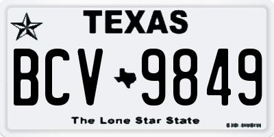 TX license plate BCV9849