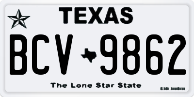 TX license plate BCV9862