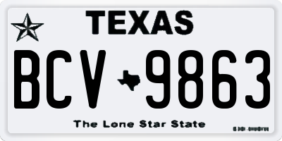 TX license plate BCV9863