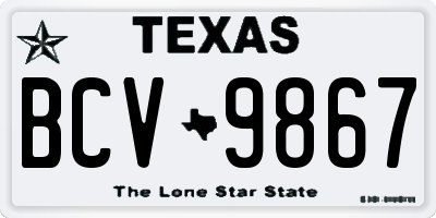 TX license plate BCV9867