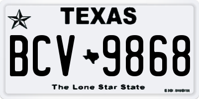 TX license plate BCV9868