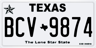 TX license plate BCV9874