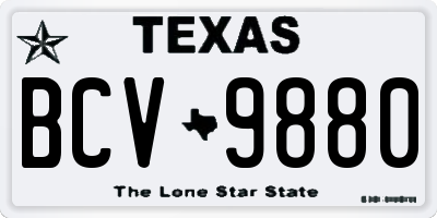 TX license plate BCV9880