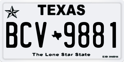 TX license plate BCV9881