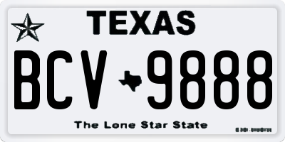TX license plate BCV9888