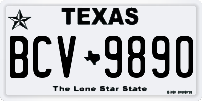 TX license plate BCV9890