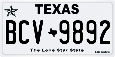 TX license plate BCV9892