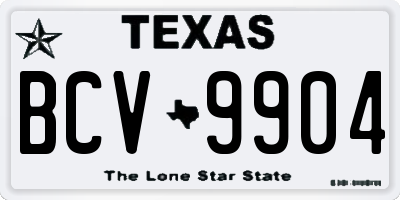 TX license plate BCV9904