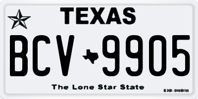 TX license plate BCV9905