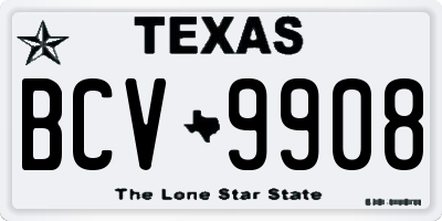 TX license plate BCV9908