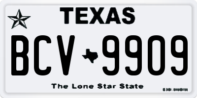 TX license plate BCV9909