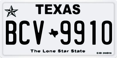 TX license plate BCV9910