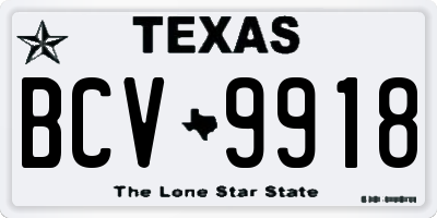 TX license plate BCV9918