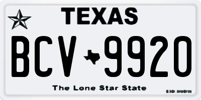 TX license plate BCV9920