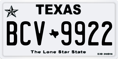 TX license plate BCV9922