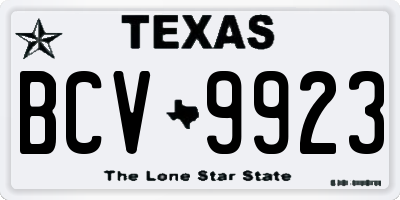 TX license plate BCV9923