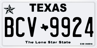 TX license plate BCV9924