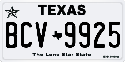 TX license plate BCV9925