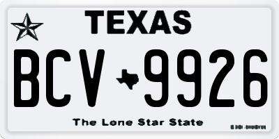 TX license plate BCV9926