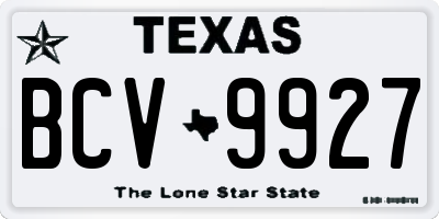 TX license plate BCV9927