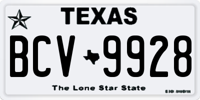 TX license plate BCV9928