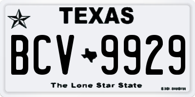 TX license plate BCV9929