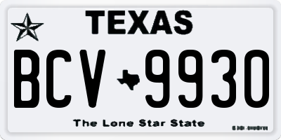 TX license plate BCV9930