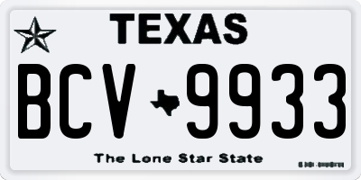 TX license plate BCV9933