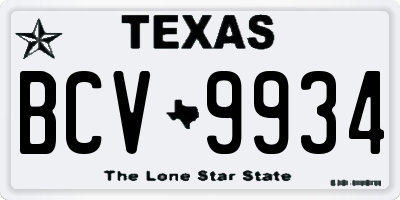 TX license plate BCV9934