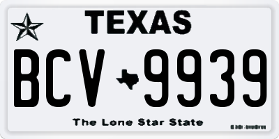 TX license plate BCV9939