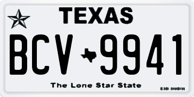 TX license plate BCV9941
