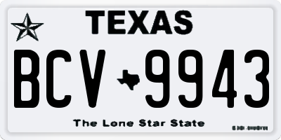 TX license plate BCV9943