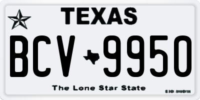 TX license plate BCV9950