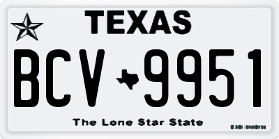 TX license plate BCV9951