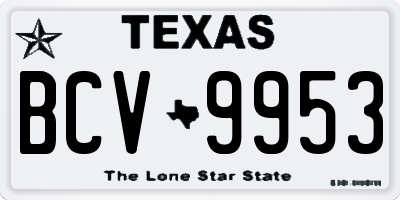 TX license plate BCV9953