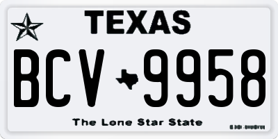 TX license plate BCV9958