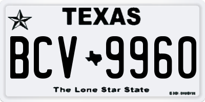 TX license plate BCV9960